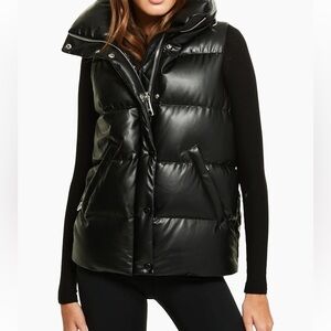 SAM Women’s Tracey vgn leather puffer down vest black M NWT